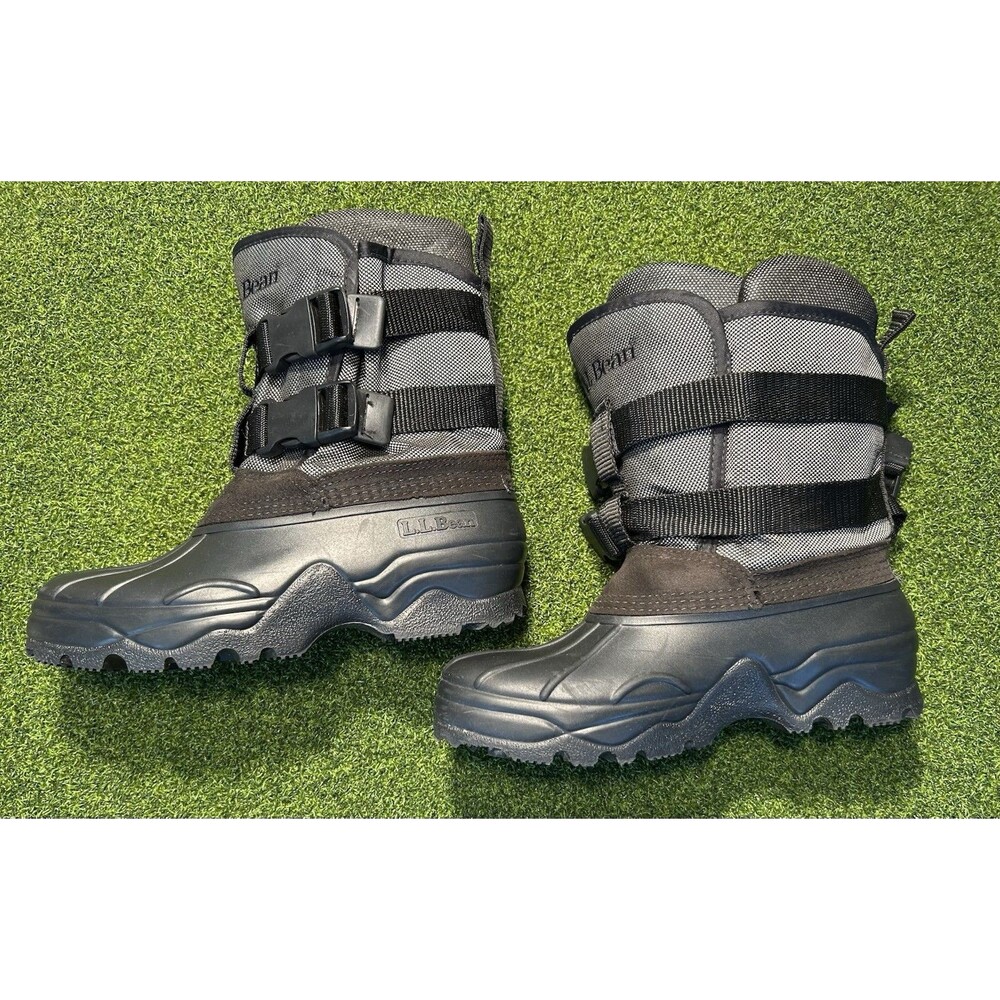 LL BEAN YOUTH GRAY INSULATED WATERPROOF WINTER BOOTS SIZE 6 Y